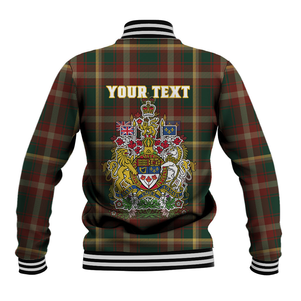Custom Canada Baseball Jacket Canadian Coat Of Arms Mix Maple Leaf Tartan - Wonder Print Shop