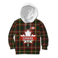 Custom Canada Kid Hoodie Canadian Coat Of Arms Mix Maple Leaf Tartan - Wonder Print Shop
