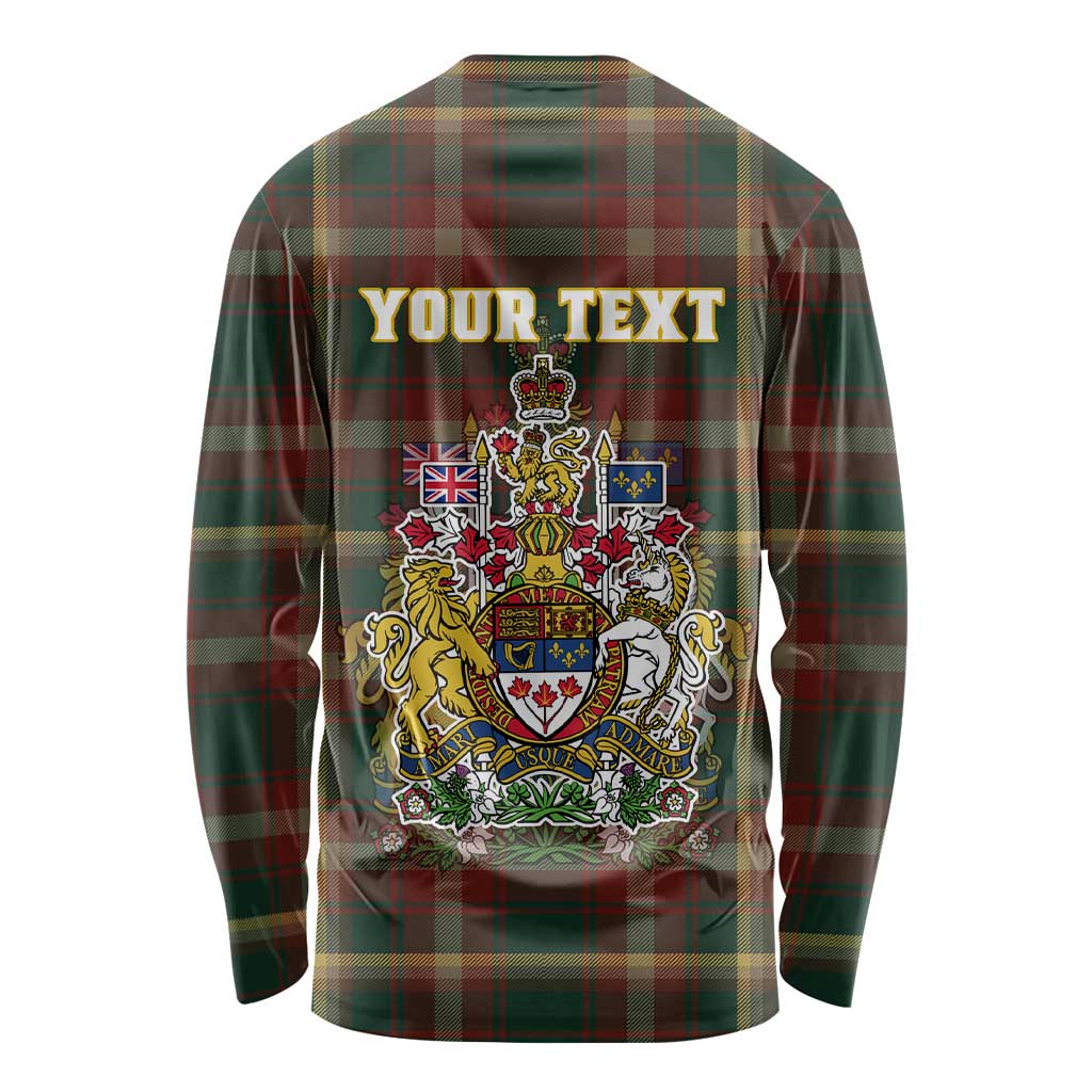 Custom Canada Long Sleeve Shirt Canadian Coat Of Arms Mix Maple Leaf Tartan LT01
