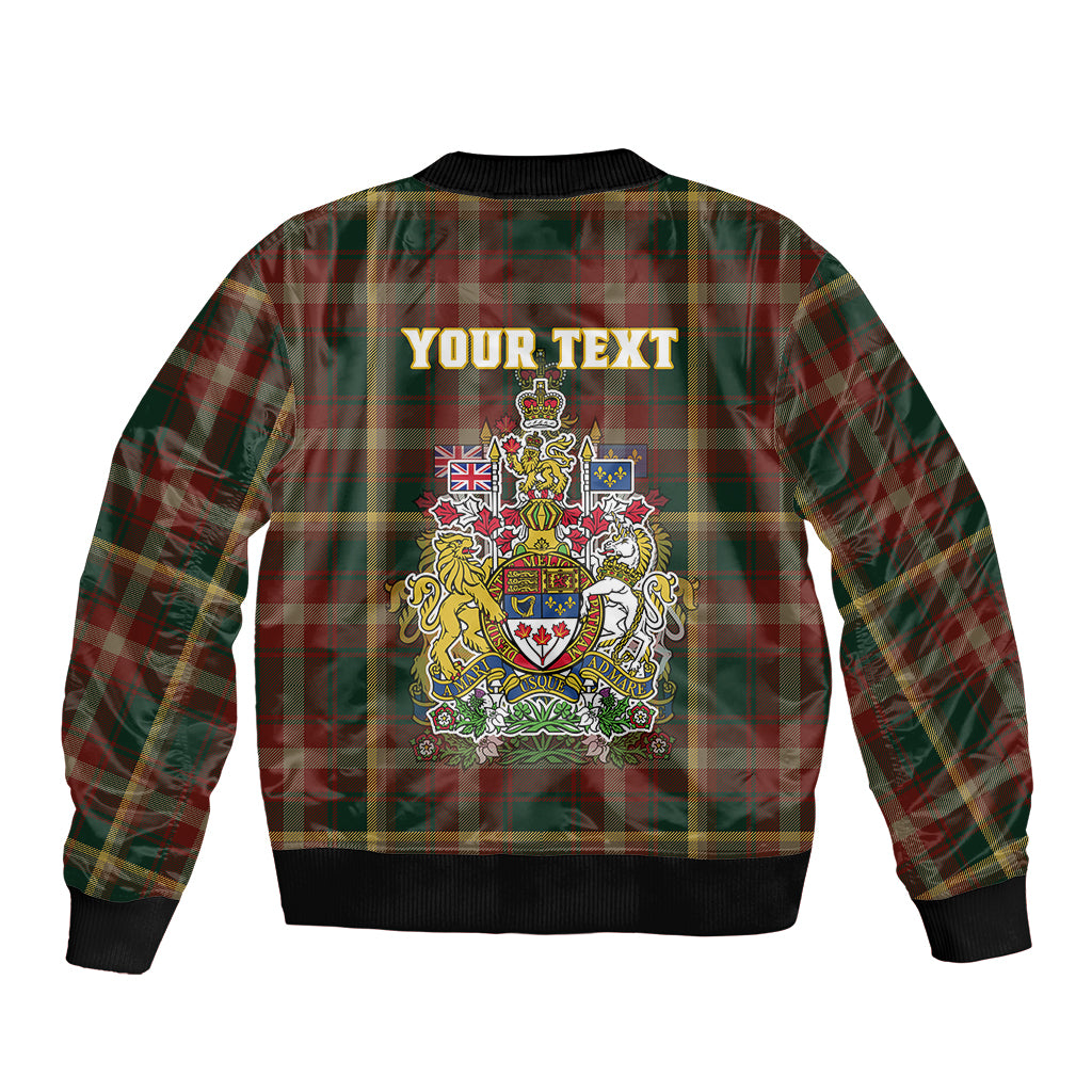 Custom Canada Sleeve Zip Bomber Jacket Canadian Coat Of Arms Mix Maple Leaf Tartan - Wonder Print Shop