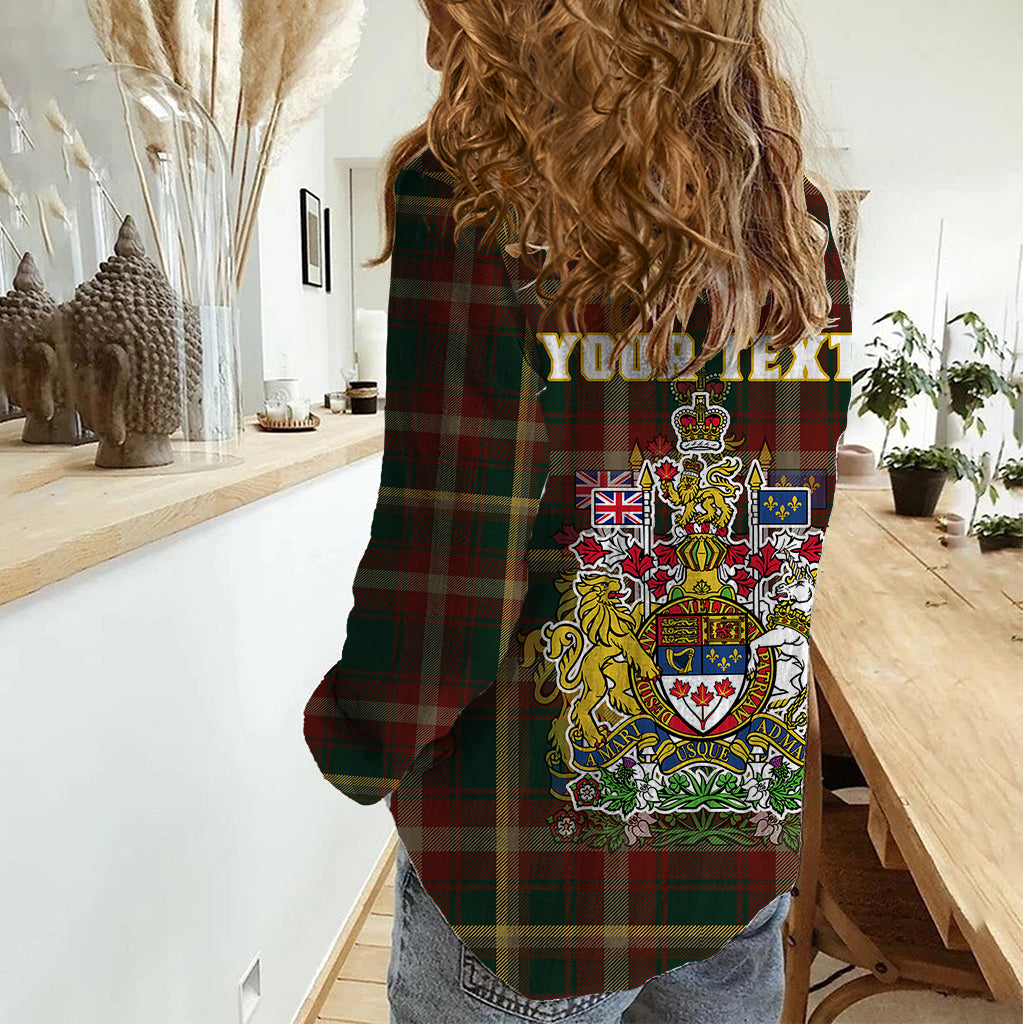 Custom Canada Women Casual Shirt Canadian Coat Of Arms Mix Maple Leaf Tartan - Wonder Print Shop