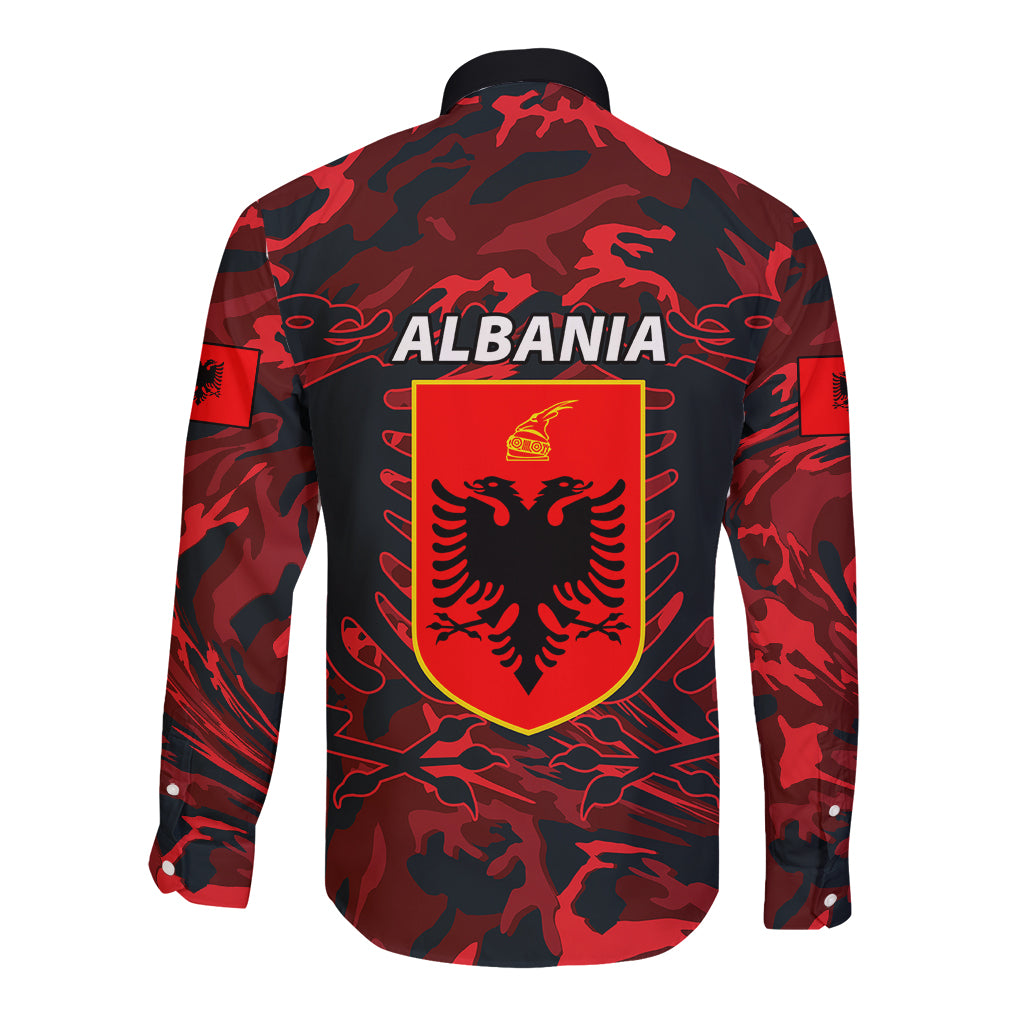 Albania Long Sleeve Button Shirt Albanian Golden Eagle Sport Version - Wonder Print Shop