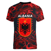 Albania Women V Neck T Shirt Albanian Golden Eagle Sport Version - Wonder Print Shop