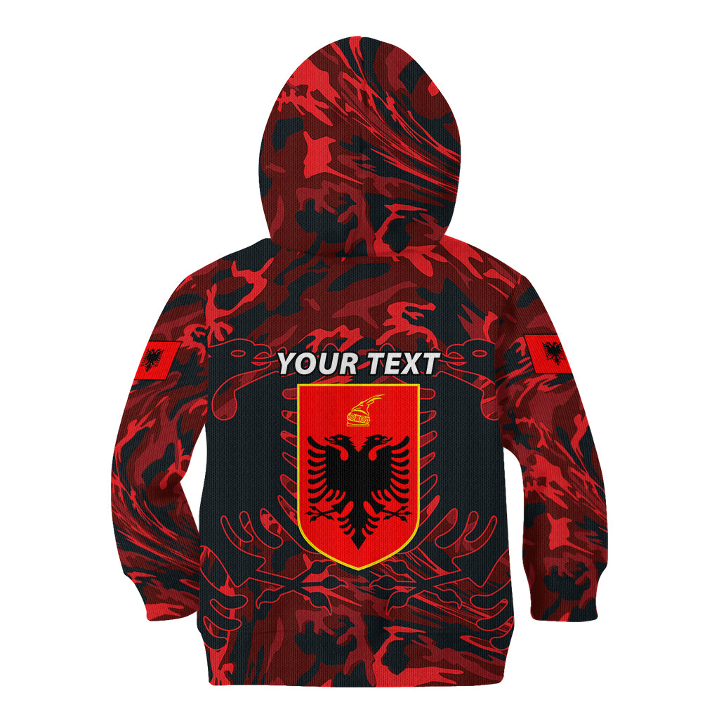 Personalised Albania Kid Hoodie Albanian Golden Eagle Sport Version - Wonder Print Shop