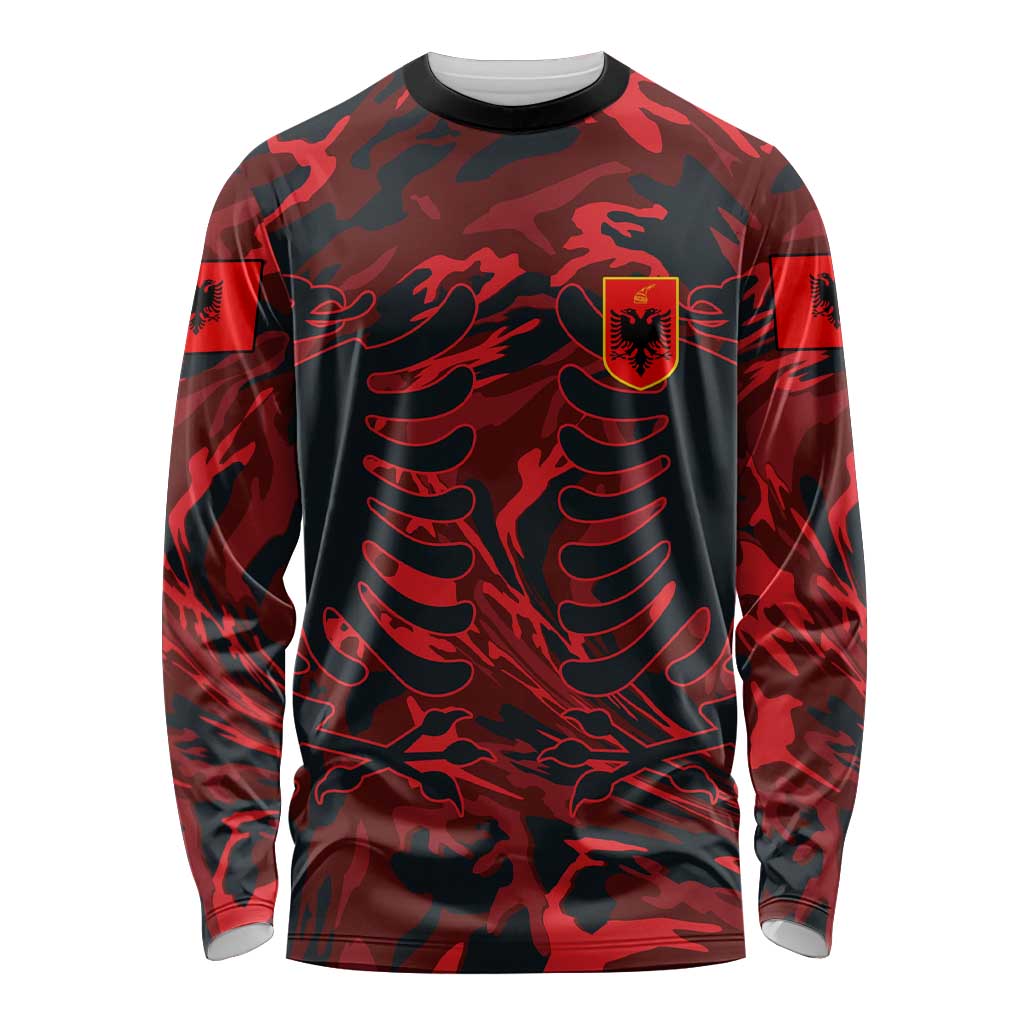 Personalised Albania Long Sleeve Shirt Albanian Golden Eagle Sport Version LT01