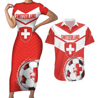 Custom Switzerland 2024 Football Couples Matching Short Sleeve Bodycon Dress and Hawaiian Shirt Rossocrociati Go Champions - Wonder Print Shop