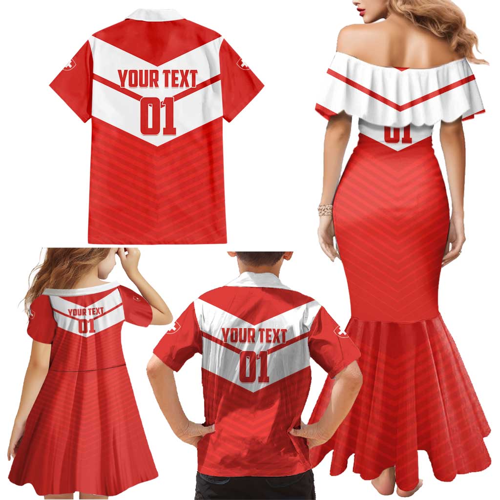 Custom Switzerland 2024 Football Family Matching Mermaid Dress and Hawaiian Shirt Rossocrociati Go Champions - Wonder Print Shop