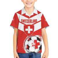 Custom Switzerland 2024 Football Family Matching Off The Shoulder Long Sleeve Dress and Hawaiian Shirt Rossocrociati Go Champions - Wonder Print Shop
