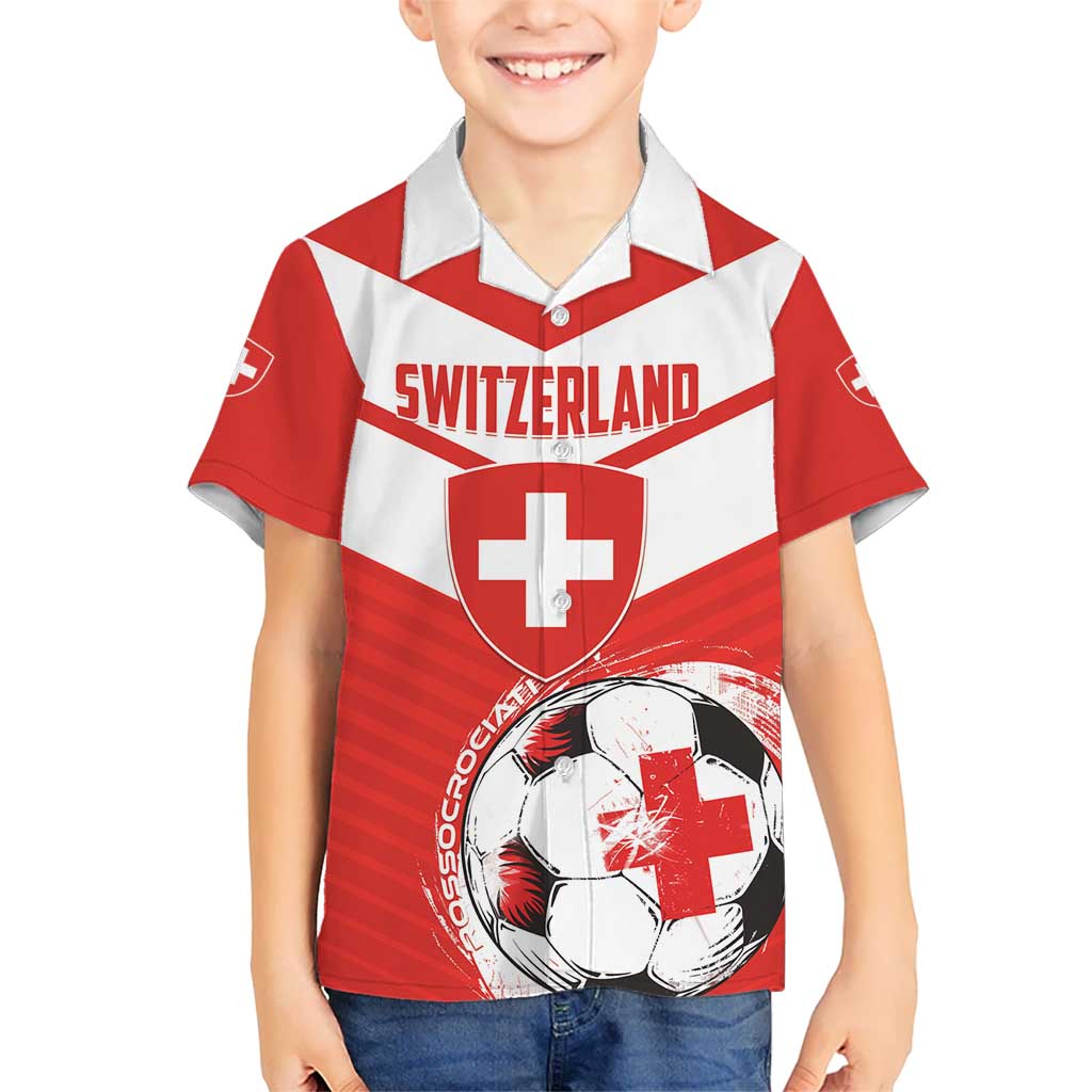 Custom Switzerland 2024 Football Kid Hawaiian Shirt Rossocrociati Go Champions - Wonder Print Shop