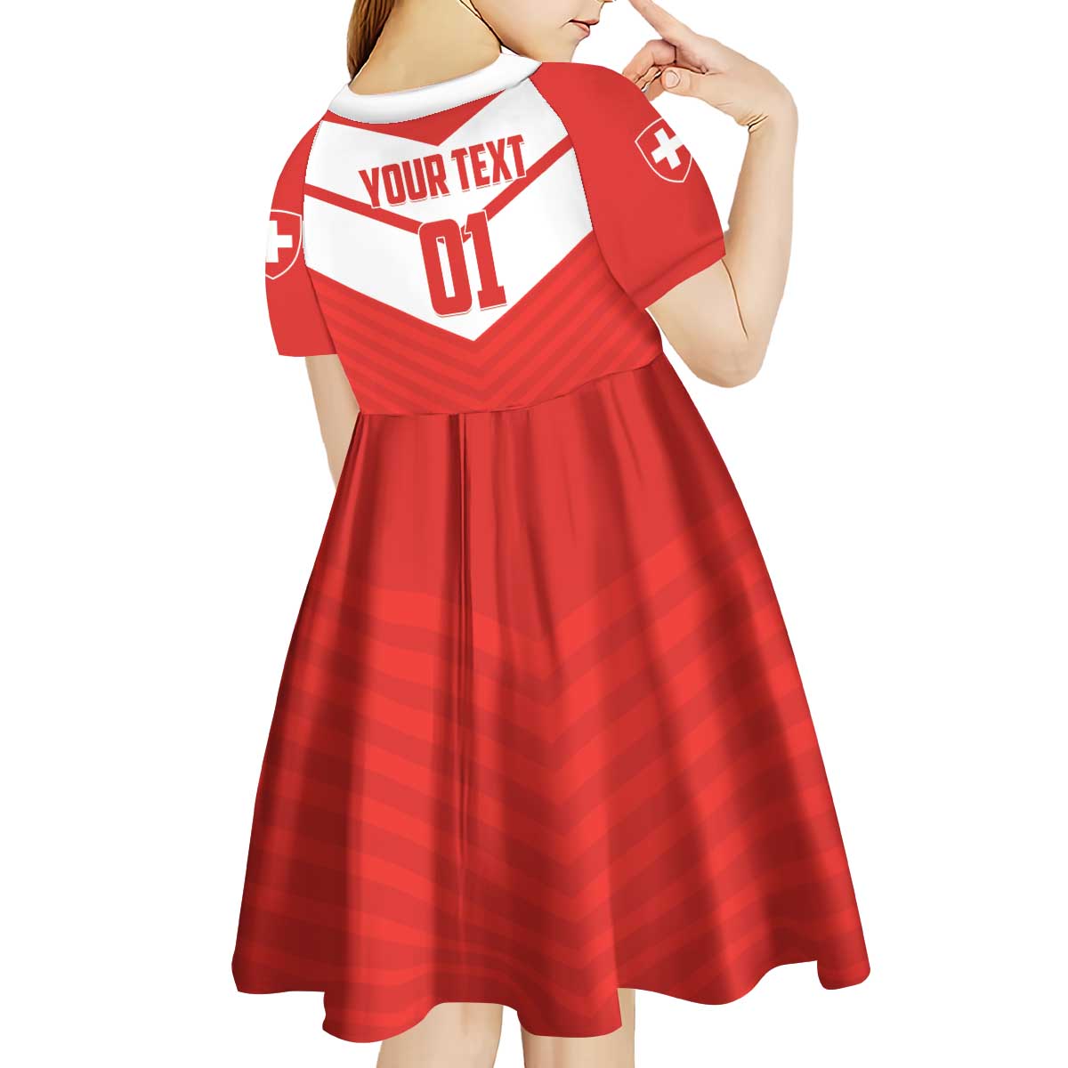 Custom Switzerland 2024 Football Kid Short Sleeve Dress Rossocrociati Go Champions - Wonder Print Shop