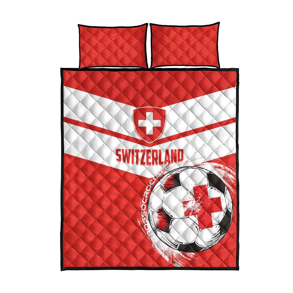 Switzerland 2024 Football Quilt Bed Set Rossocrociati Go Champions - Wonder Print Shop
