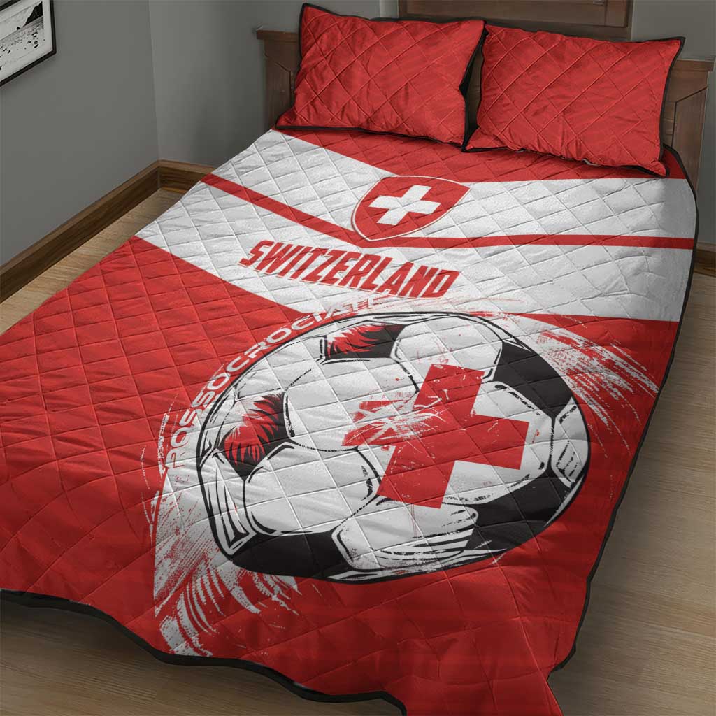 Switzerland 2024 Football Quilt Bed Set Rossocrociati Go Champions - Wonder Print Shop