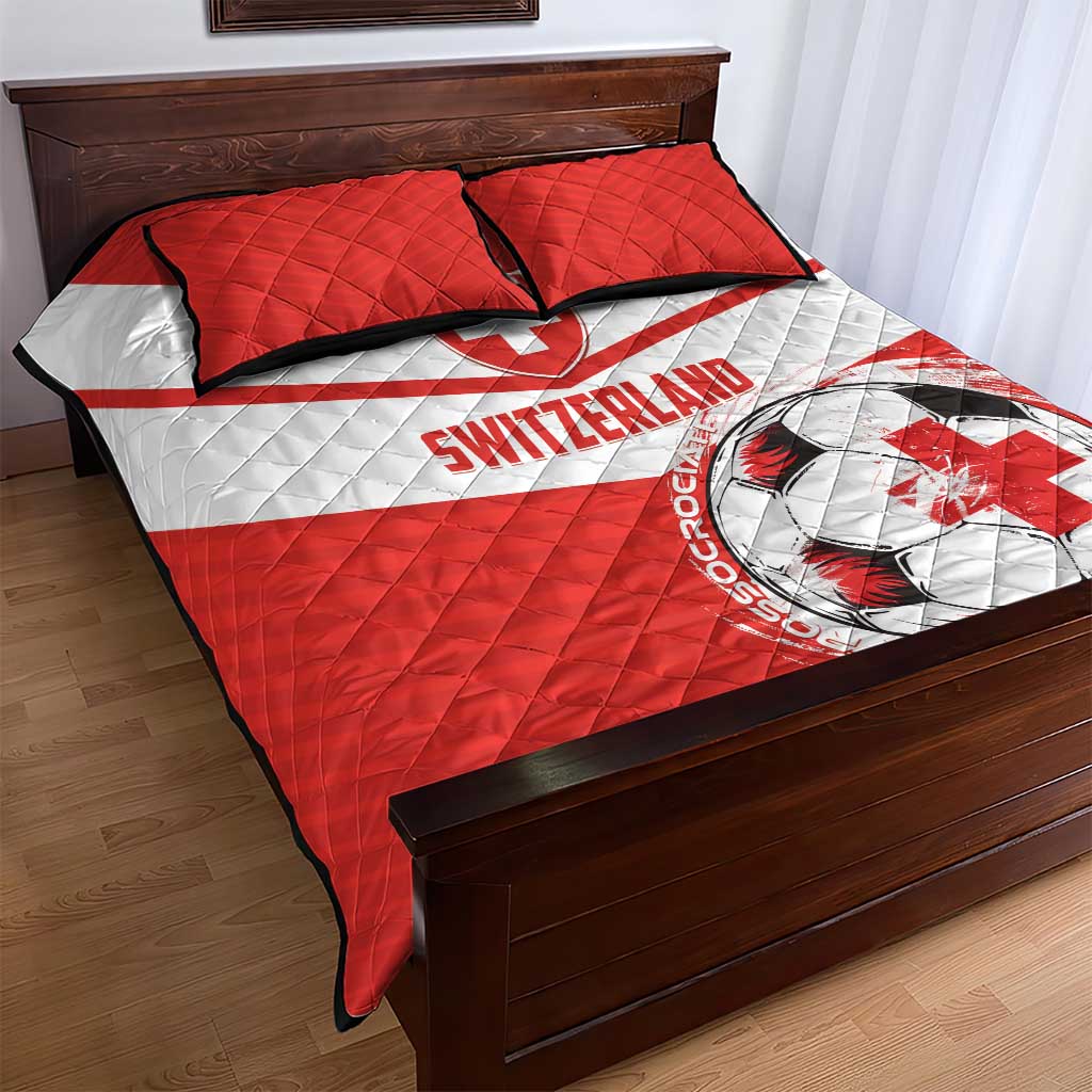 Switzerland 2024 Football Quilt Bed Set Rossocrociati Go Champions - Wonder Print Shop