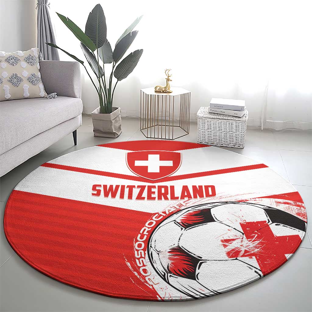Switzerland 2024 Football Round Carpet Rossocrociati Go Champions