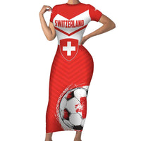 Custom Switzerland 2024 Football Short Sleeve Bodycon Dress Rossocrociati Go Champions - Wonder Print Shop