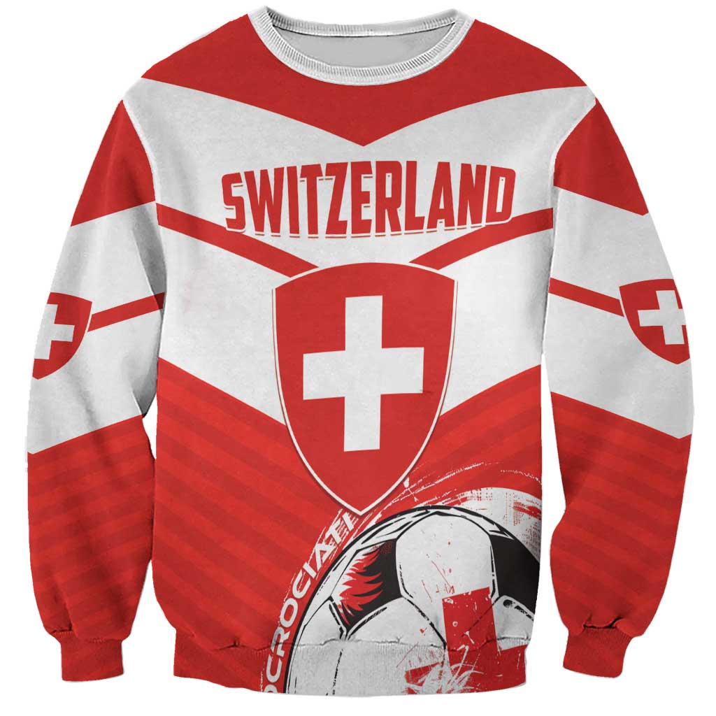 Custom Switzerland 2024 Football Sweatshirt Rossocrociati Go Champions - Wonder Print Shop