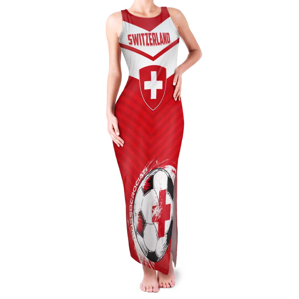 Custom Switzerland 2024 Football Tank Maxi Dress Rossocrociati Go Champions - Wonder Print Shop