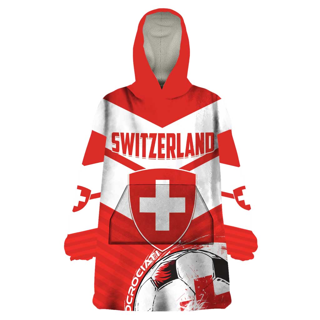 Custom Switzerland 2024 Football Wearable Blanket Hoodie Rossocrociati Go Champions - Wonder Print Shop