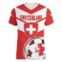 Custom Switzerland 2024 Football Women V-Neck T-Shirt Rossocrociati Go Champions - Wonder Print Shop