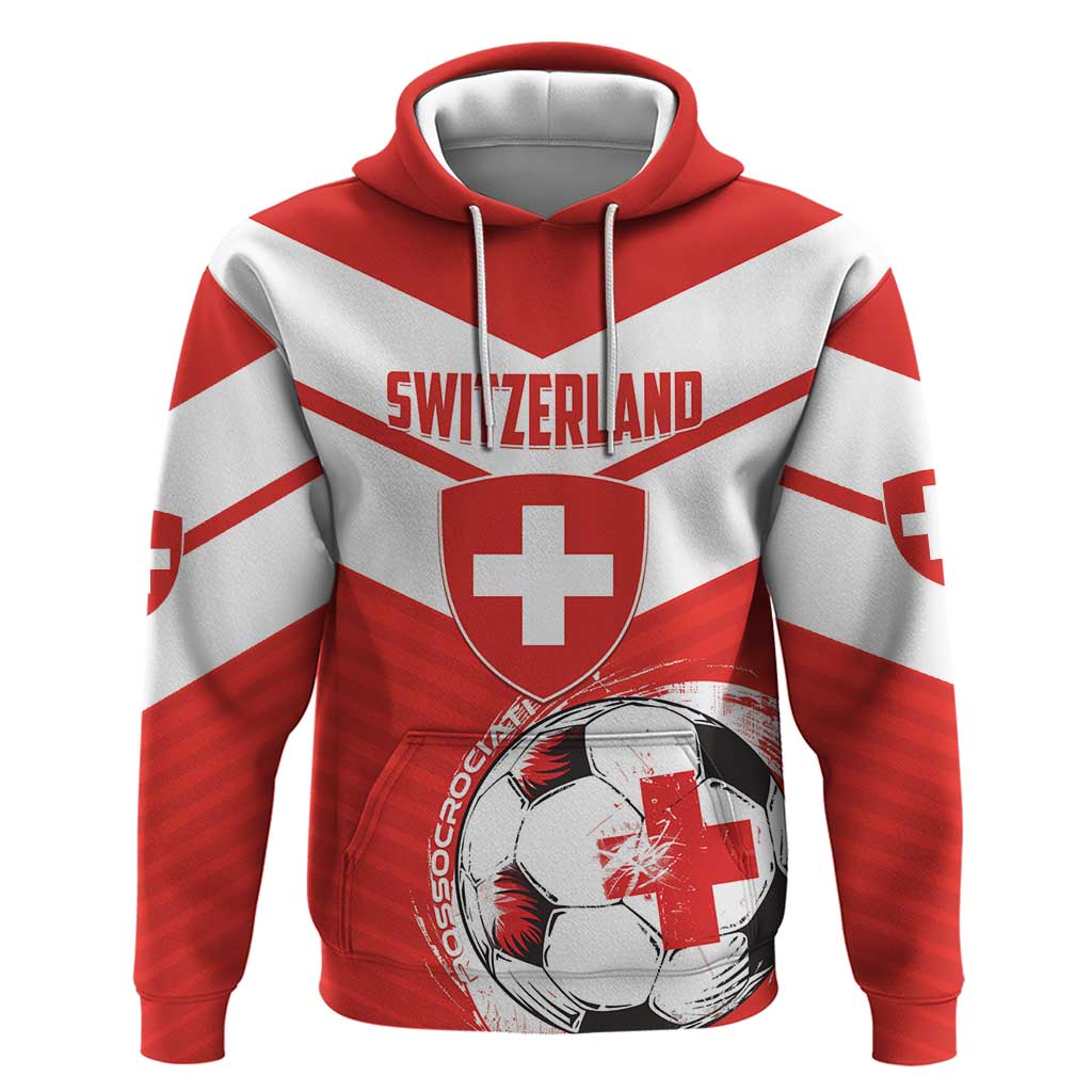 Custom Switzerland 2024 Football Zip Hoodie Rossocrociati Go Champions - Wonder Print Shop