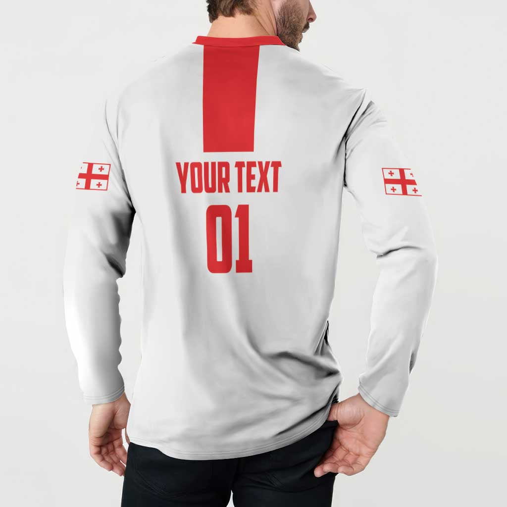 Custom Georgia 2024 Football Button Sweatshirt Come On Sakartvelo - Wonder Print Shop