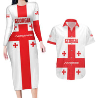 Custom Georgia 2024 Football Couples Matching Long Sleeve Bodycon Dress and Hawaiian Shirt Come On Sakartvelo - Wonder Print Shop