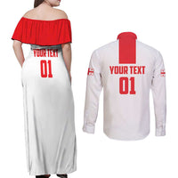 Custom Georgia 2024 Football Couples Matching Off Shoulder Maxi Dress and Long Sleeve Button Shirt Come On Sakartvelo - Wonder Print Shop