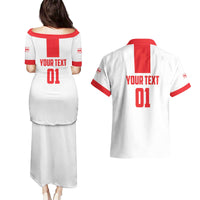 Custom Georgia 2024 Football Couples Matching Puletasi and Hawaiian Shirt Come On Sakartvelo - Wonder Print Shop