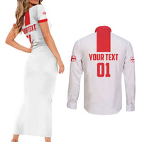 Custom Georgia 2024 Football Couples Matching Short Sleeve Bodycon Dress and Long Sleeve Button Shirt Come On Sakartvelo - Wonder Print Shop