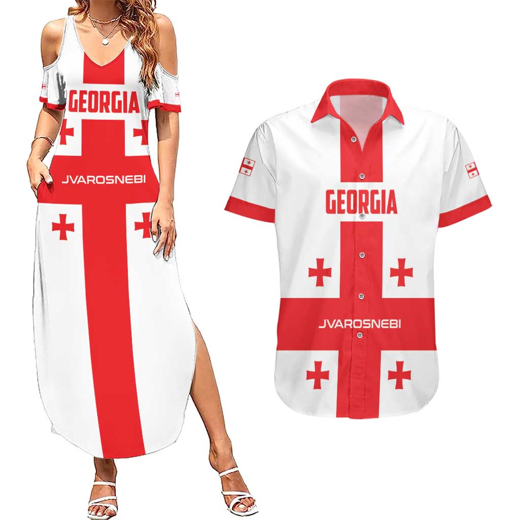 Custom Georgia 2024 Football Couples Matching Summer Maxi Dress and Hawaiian Shirt Come On Sakartvelo - Wonder Print Shop