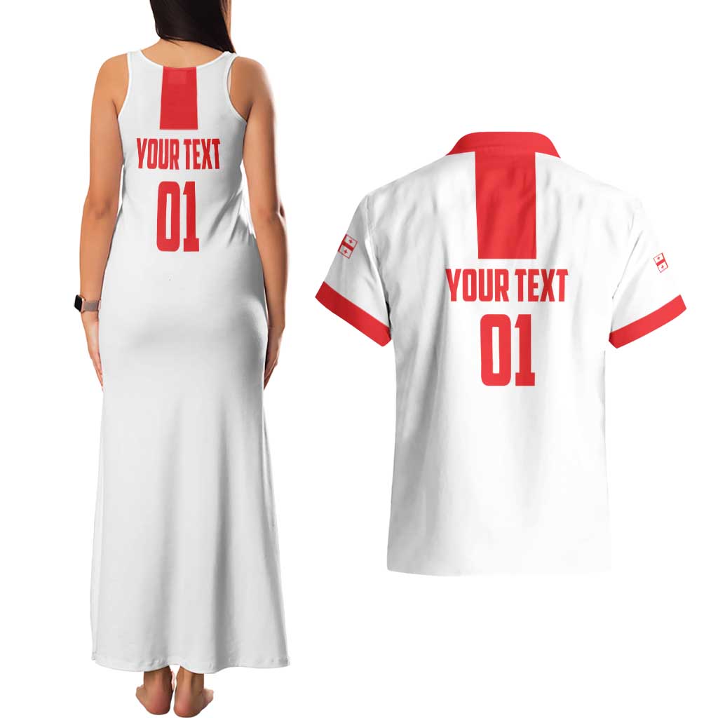 Custom Georgia 2024 Football Couples Matching Tank Maxi Dress and Hawaiian Shirt Come On Sakartvelo - Wonder Print Shop