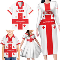 Custom Georgia 2024 Football Family Matching Long Sleeve Bodycon Dress and Hawaiian Shirt Come On Sakartvelo - Wonder Print Shop