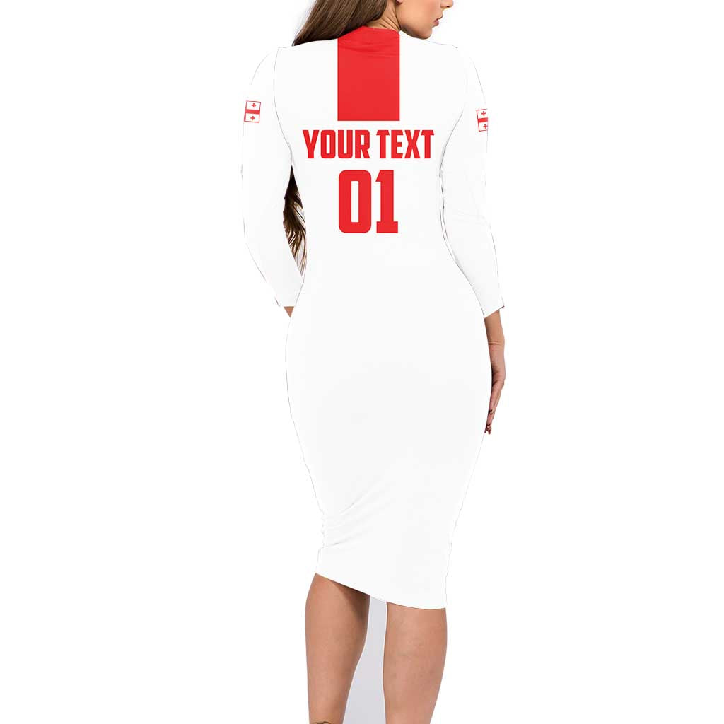 Custom Georgia 2024 Football Family Matching Long Sleeve Bodycon Dress and Hawaiian Shirt Come On Sakartvelo - Wonder Print Shop
