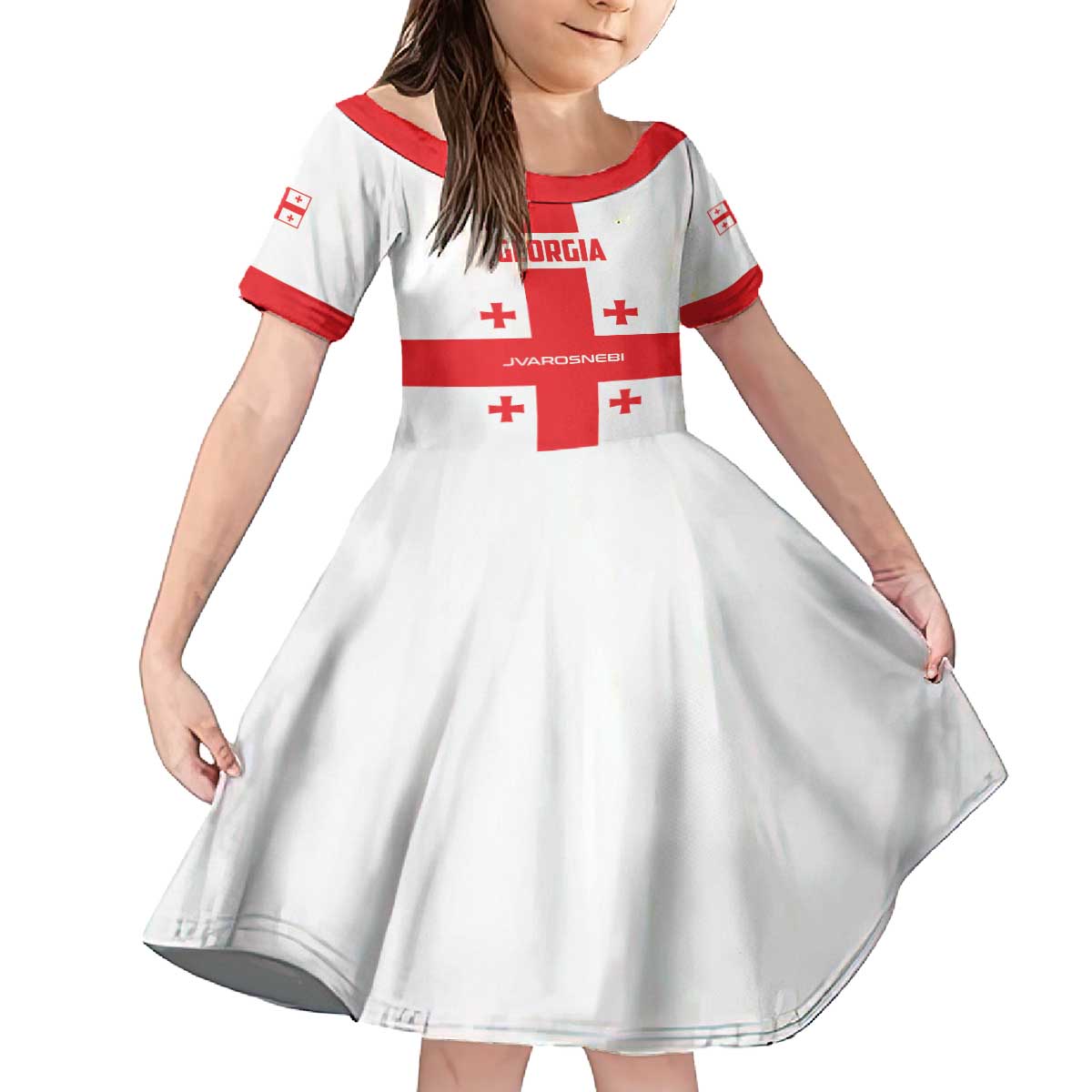 Custom Georgia 2024 Football Family Matching Off The Shoulder Long Sleeve Dress and Hawaiian Shirt Come On Sakartvelo - Wonder Print Shop