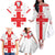 Custom Georgia 2024 Football Family Matching Off The Shoulder Long Sleeve Dress and Hawaiian Shirt Come On Sakartvelo - Wonder Print Shop