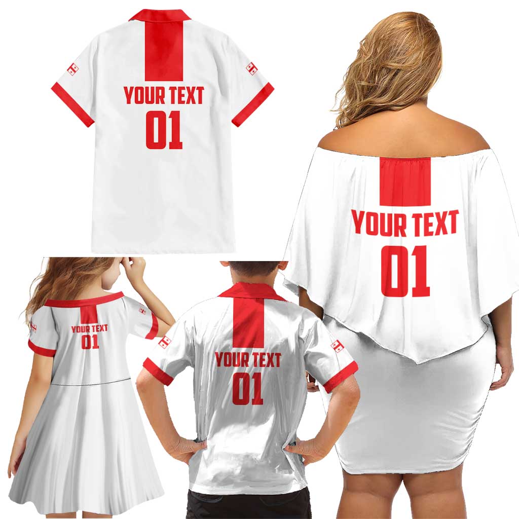 Custom Georgia 2024 Football Family Matching Off Shoulder Short Dress and Hawaiian Shirt Come On Sakartvelo - Wonder Print Shop