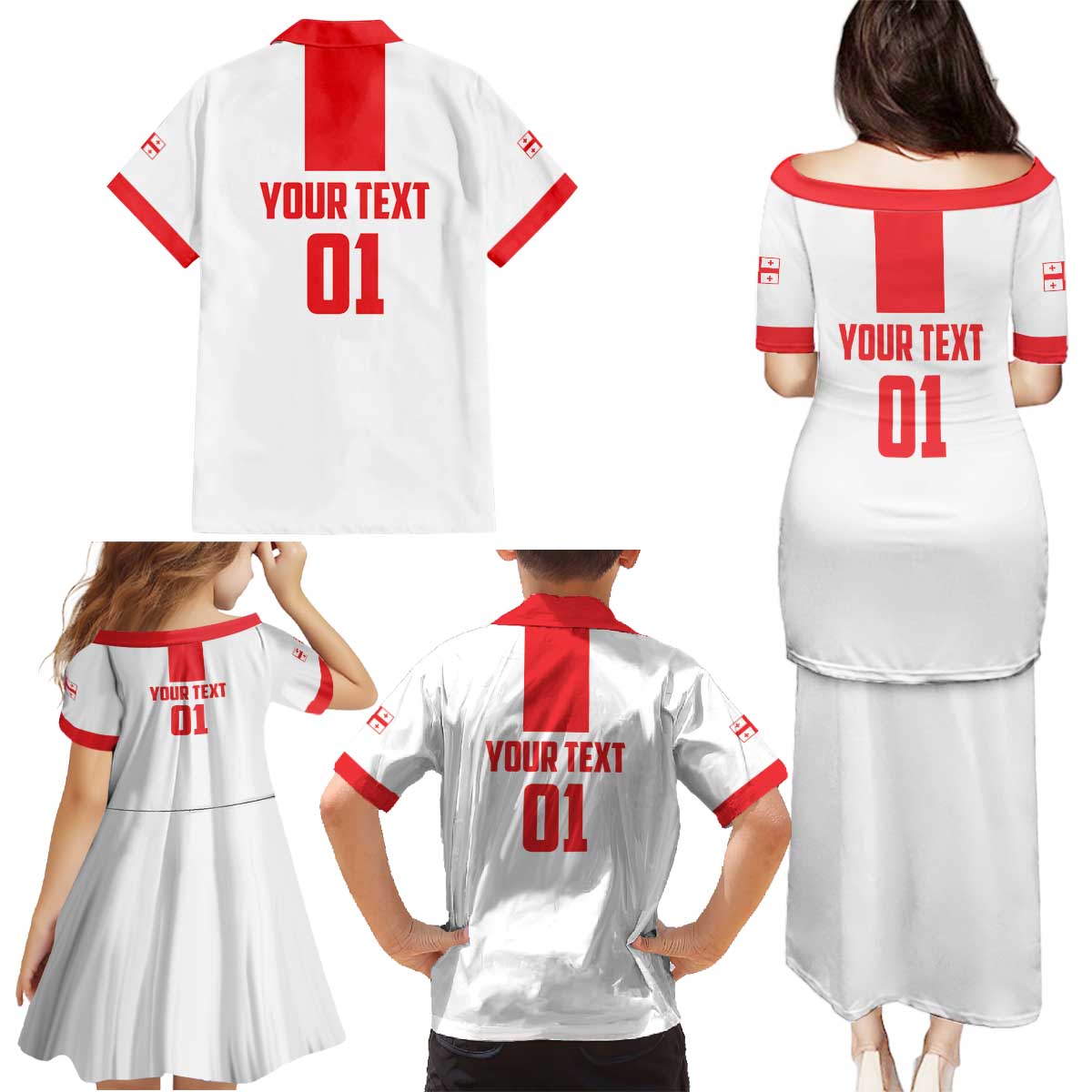 Custom Georgia 2024 Football Family Matching Puletasi and Hawaiian Shirt Come On Sakartvelo - Wonder Print Shop