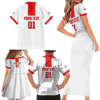 Custom Georgia 2024 Football Family Matching Short Sleeve Bodycon Dress and Hawaiian Shirt Come On Sakartvelo - Wonder Print Shop