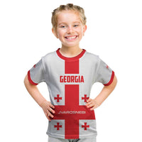Custom Georgia 2024 Football Kid T Shirt Come On Sakartvelo - Wonder Print Shop