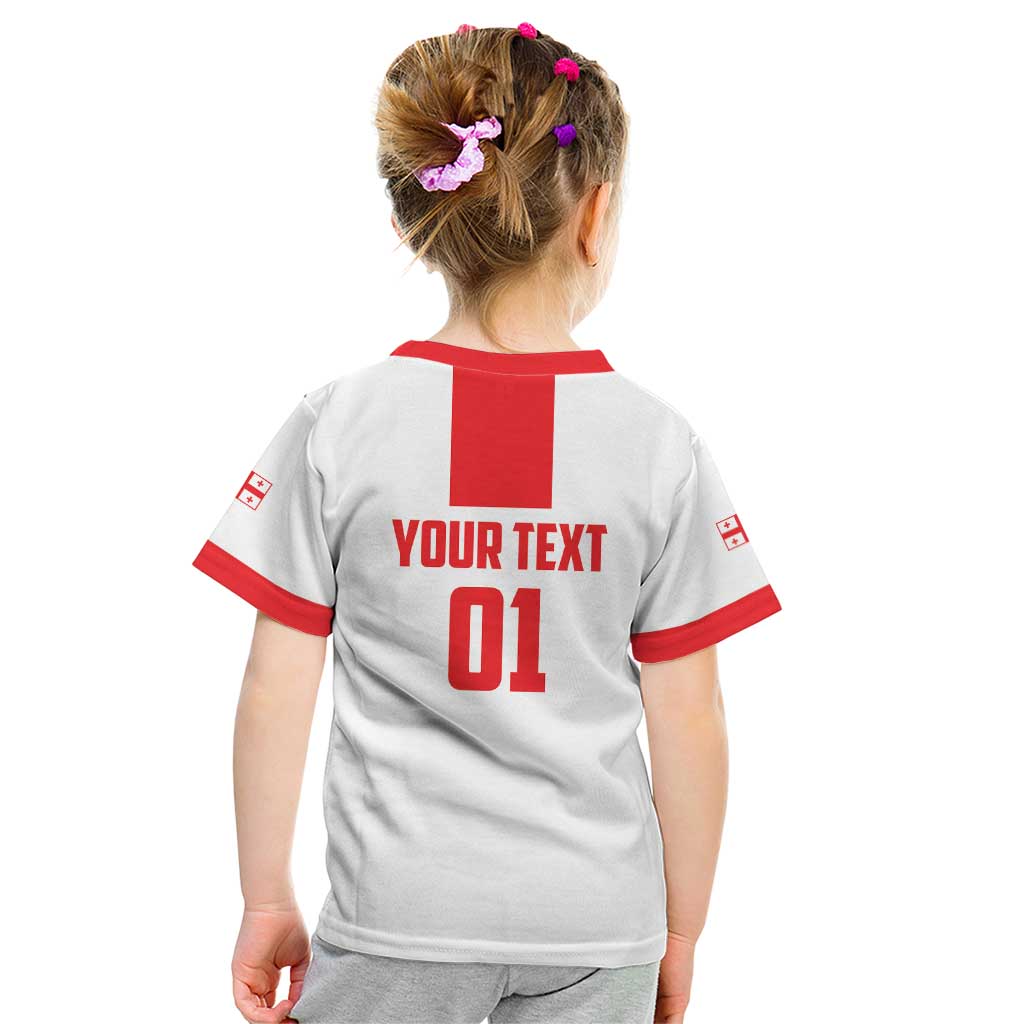 Custom Georgia 2024 Football Kid T Shirt Come On Sakartvelo - Wonder Print Shop