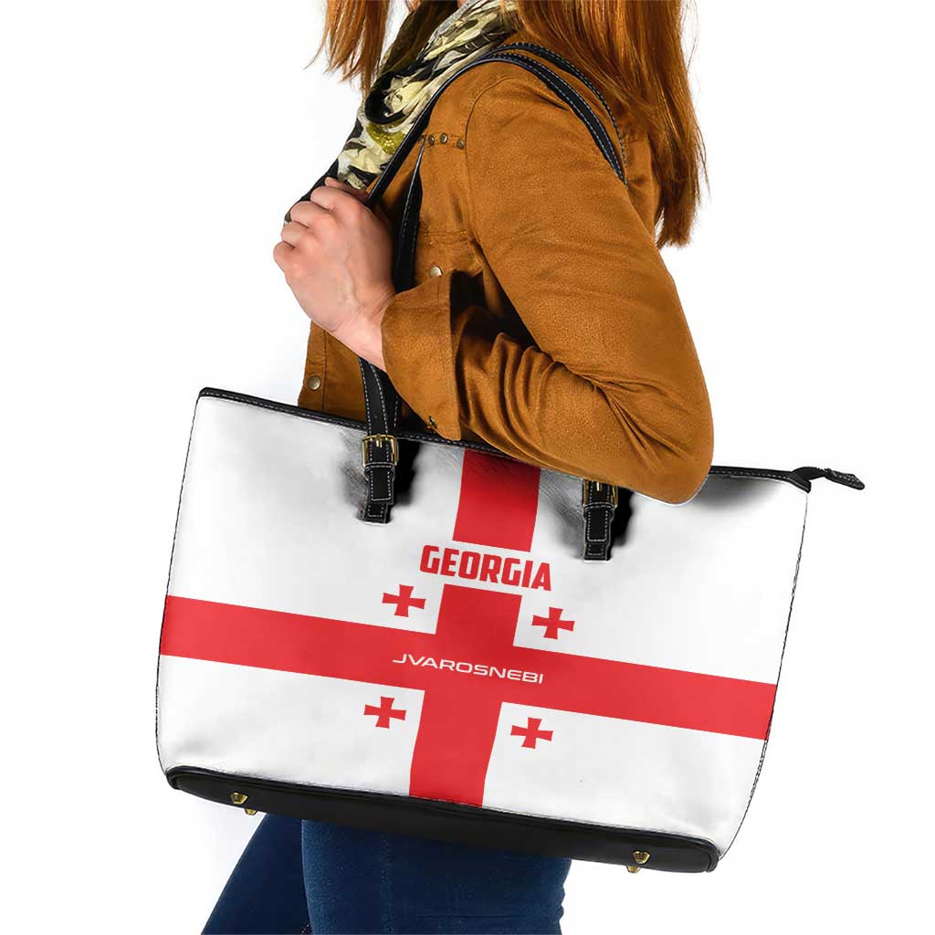 Georgia 2024 Football Leather Tote Bag Come On Sakartvelo - Wonder Print Shop