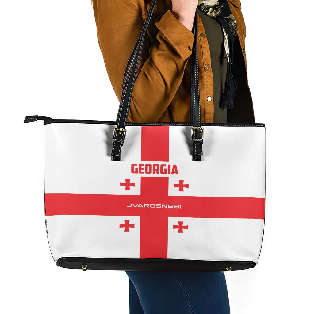 Georgia 2024 Football Leather Tote Bag Come On Sakartvelo - Wonder Print Shop