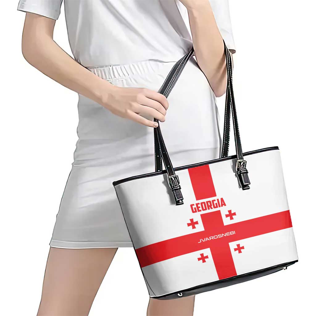 Georgia 2024 Football Leather Tote Bag Come On Sakartvelo - Wonder Print Shop