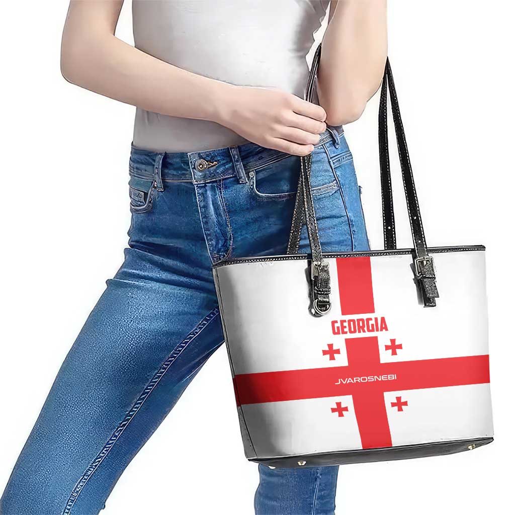 Georgia 2024 Football Leather Tote Bag Come On Sakartvelo - Wonder Print Shop