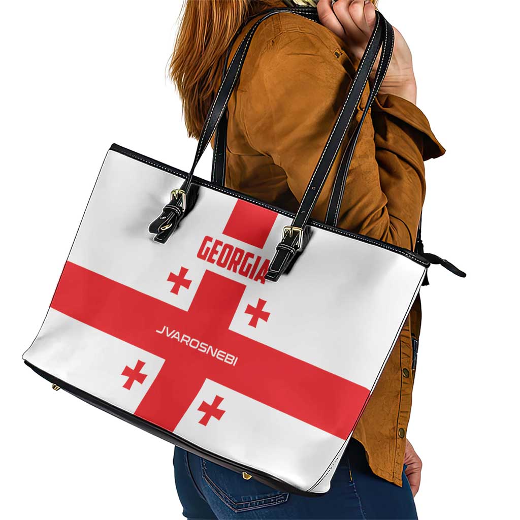 Georgia 2024 Football Leather Tote Bag Come On Sakartvelo - Wonder Print Shop