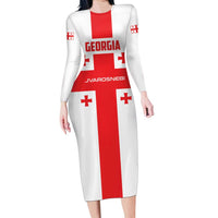 Custom Georgia 2024 Football Long Sleeve Bodycon Dress Come On Sakartvelo - Wonder Print Shop