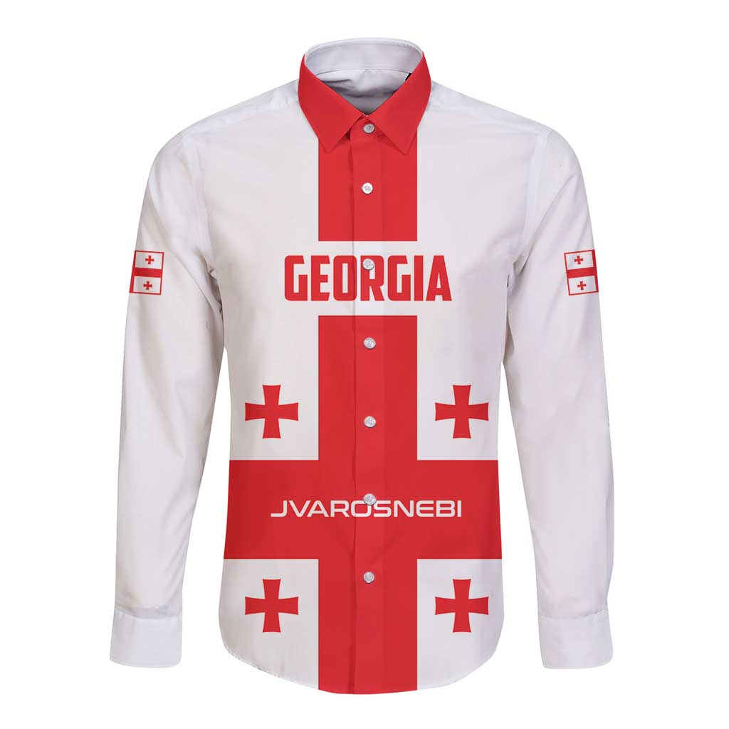 Custom Georgia 2024 Football Long Sleeve Button Shirt Come On Sakartvelo - Wonder Print Shop