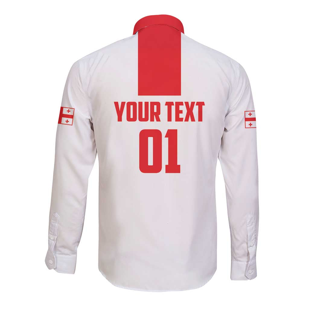 Custom Georgia 2024 Football Long Sleeve Button Shirt Come On Sakartvelo - Wonder Print Shop