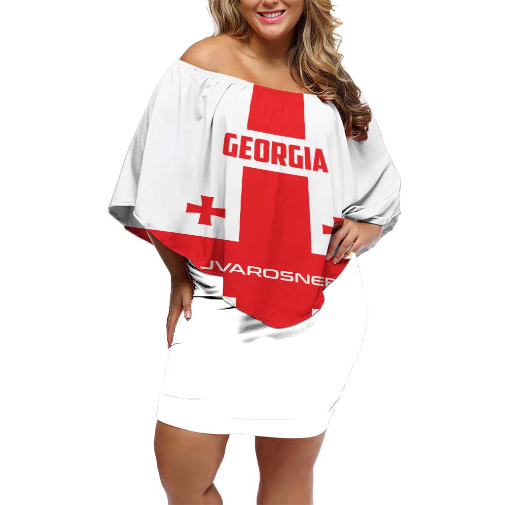 Custom Georgia 2024 Football Off Shoulder Short Dress Come On Sakartvelo - Wonder Print Shop