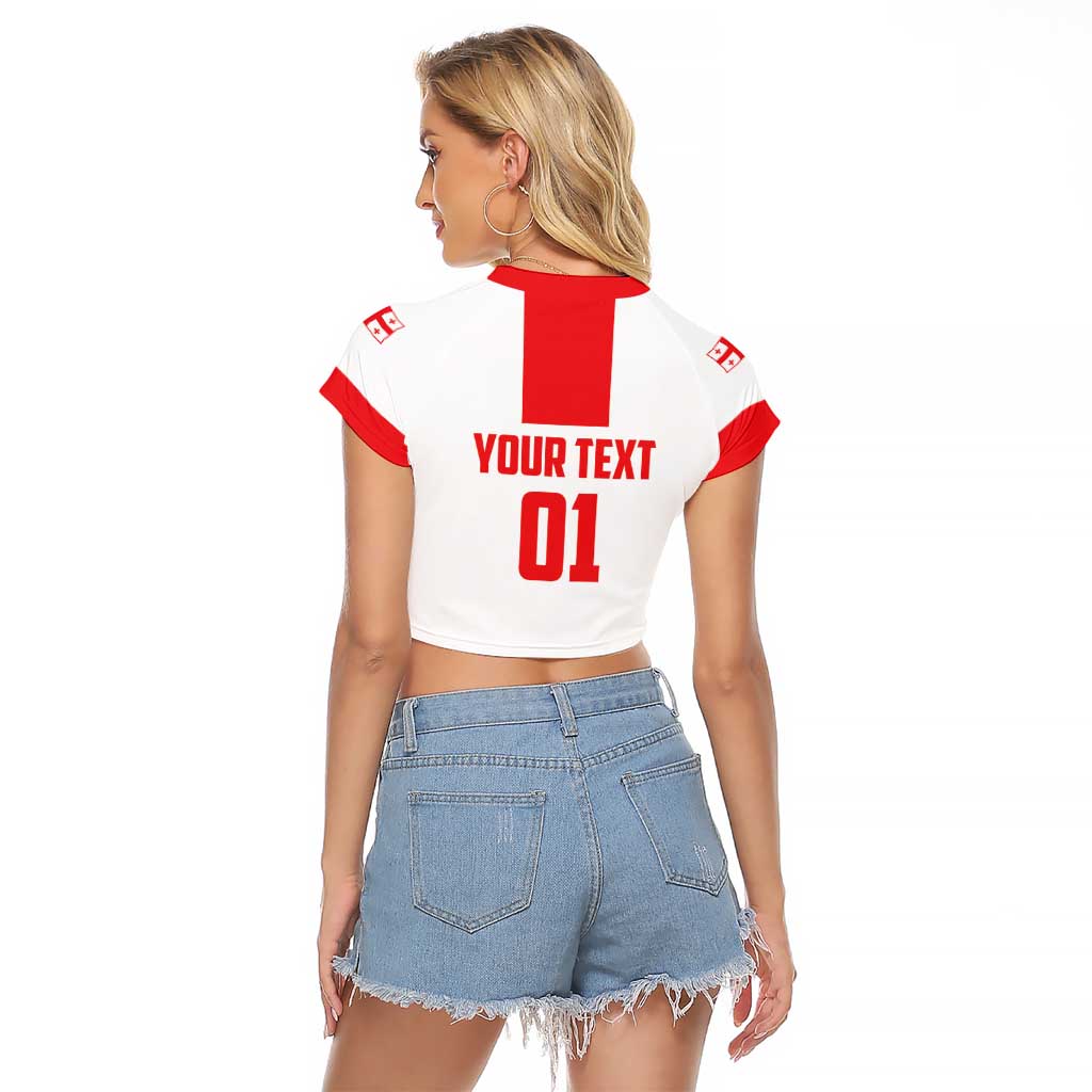 Custom Georgia 2024 Football Raglan Cropped T Shirt Come On Sakartvelo - Wonder Print Shop